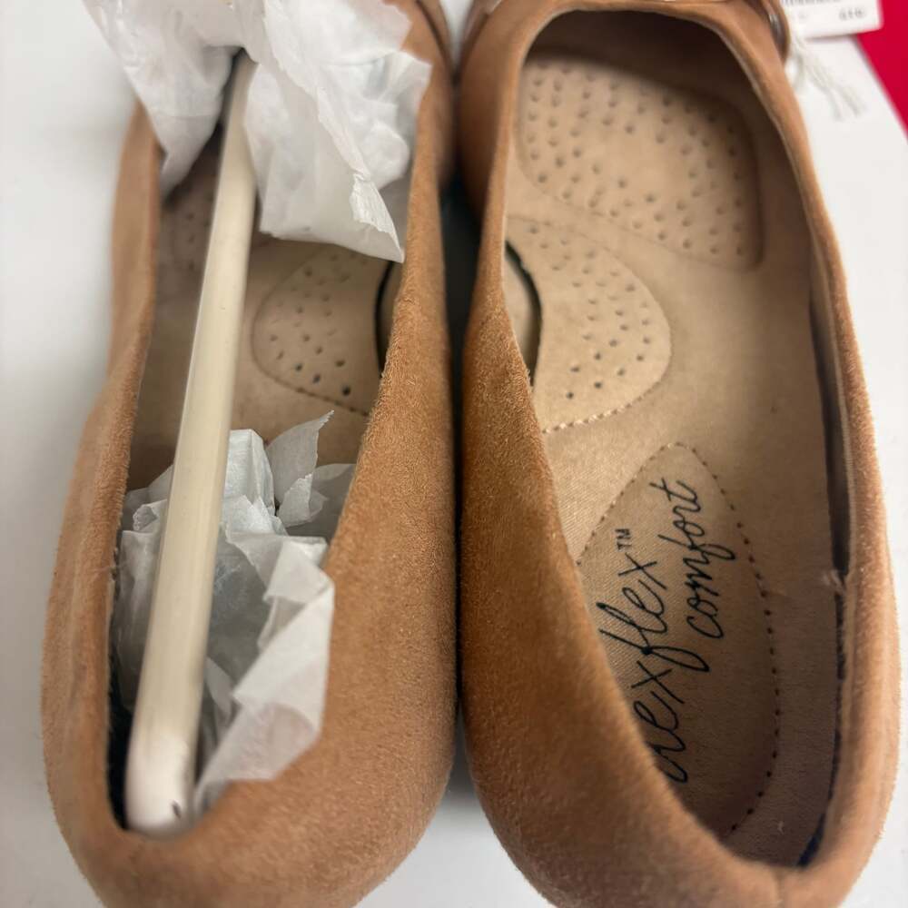 Dexflex Comfort Women's Klara Tan Suede Wedge Heels - Picture 6 of 9